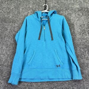 Under Armour Hoodie Womens Medium Blue Storm 1/2 Zip Fleece Pullover Logo